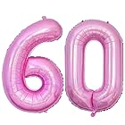 Vthoviwa 約100cm バルーンアルミ60 ヘリウム風船 数字バルーン60ピンク 誕生日 カーニバル 飾り付け記念日パーティー装飾ピンク60 男女兼用 40インチ 大きい