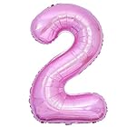 Vthoviwa 約100cm バルーンアルミ2 ヘリウム風船 数字バルーン2ピンク 誕生日 カーニバル 飾り付け記念日パーティー装飾ピンク2 男女兼用 40インチ 大きい