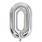 Vthoviwa 約100cm バルーンアルミ0 ヘリウム風船 数字バルーン0銀 誕生日 カーニバル 飾り付け記念日パーティー装飾銀0 男女兼用 40インチ 大きい