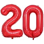 Vthoviwa 約100cm バルーンアルミ20 ヘリウム風船 数字バルーン20赤 誕生日 カーニバル 飾り付け記念日パーティー装飾赤20 男女兼用 40インチ 大きい