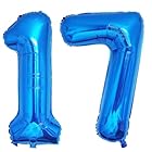 Vthoviwa 約100cm バルーンアルミ17 / 71 ヘリウム風船 数字バルーン17 / 71青い 誕生日 カーニバル 飾り付け記念日パーティー装飾青い17 / 71 男女兼用 40インチ 大きい