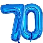Vthoviwa 約100cm バルーンアルミ70 ヘリウム風船 数字バルーン70青い 誕生日 カーニバル 飾り付け記念日パーティー装飾青い70 男女兼用 40インチ 大きい