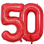 Vthoviwa 約100cm バルーンアルミ50 ヘリウム風船 数字バルーン50赤 誕生日 カーニバル 飾り付け記念日パーティー装飾赤50 男女兼用 40インチ 大きい
