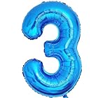 Vthoviwa 約100cm バルーンアルミ3 ヘリウム風船 数字バルーン3青い 誕生日 カーニバル 飾り付け記念日パーティー装飾青い3 男女兼用 40インチ 大きい