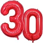 Vthoviwa 約100cm バルーンアルミ30 ヘリウム風船 数字バルーン30赤 誕生日 カーニバル 飾り付け記念日パーティー装飾赤30 男女兼用 40インチ 大きい