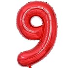 Vthoviwa 約100cm バルーンアルミ9 ヘリウム風船 数字バルーン9赤 誕生日 カーニバル 飾り付け記念日パーティー装飾赤9 男女兼用 40インチ 大きい