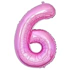 Vthoviwa 約100cm バルーンアルミ6 ヘリウム風船 数字バルーン6ピンク 誕生日 カーニバル 飾り付け記念日パーティー装飾ピンク6 男女兼用 40インチ 大きい