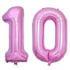 Vthoviwa 約100cm バルーンアルミ10 ヘリウム風船 数字バルーン10ピンク 誕生日 カーニバル 飾り付け記念日パーティー装飾ピンク10 男女兼用 40インチ 大きい