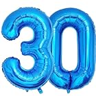Vthoviwa 約100cm バルーンアルミ30 ヘリウム風船 数字バルーン30青い 誕生日 カーニバル 飾り付け記念日パーティー装飾青い30 男女兼用 40インチ 大きい