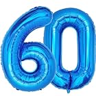 Vthoviwa 約100cm バルーンアルミ60 ヘリウム風船 数字バルーン60青い 誕生日 カーニバル 飾り付け記念日パーティー装飾青い60 男女兼用 40インチ 大きい