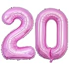 Vthoviwa 約100cm バルーンアルミ20 ヘリウム風船 数字バルーン20ピンク 誕生日 カーニバル 飾り付け記念日パーティー装飾ピンク20 男女兼用 40インチ 大きい