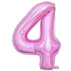 Vthoviwa 約100cm バルーンアルミ4 ヘリウム風船 数字バルーン4ピンク 誕生日 カーニバル 飾り付け記念日パーティー装飾ピンク4 男女兼用 40インチ 大きい
