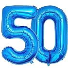 Vthoviwa 40インチ バルーンアルミ50 ヘリウム風船 数字バルーン50青い 0123456789,10-19,20-29,30,40,50,60,70,80,90,100 誕生日 カーニバル 飾り付け記念日パーティー装飾青い50 男女兼