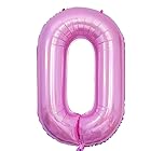 Vthoviwa 約100cm バルーンアルミ0 ヘリウム風船 数字バルーン0ピンク 誕生日 カーニバル 飾り付け記念日パーティー装飾ピンク0 男女兼用 40インチ 大きい