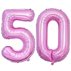Vthoviwa 約100cm バルーンアルミ50 ヘリウム風船 数字バルーン50ピンク 誕生日 カーニバル 飾り付け記念日パーティー装飾ピンク50 男女兼用 40インチ 大きい