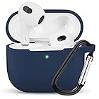 ANYOI AirPods 3 専用 ケース AirPods 第3世代 超極薄 シリコンケース LED可視 ワイヤレス充電対応 防塵 耐衝撃 アップルイヤホン 保護ケース カラビナ付き Airpods 3 対応 保護ケース(ブルー)