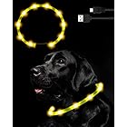 Nayouko 犬光る首輪 犬 散歩 ライト 犬の首輪 光る 夜間 USB充電式 軽量 小型犬 中型犬 大型犬 ペット用品 視認距離400mで夜間も安心 サイズ調節可能 (イエロー)