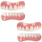 QCUTEP 入れ歯シリコーン義歯一時的な歯の自然なトーンインスタントベニア再利用可能なホワイトニング化粧品のベニア歯の上部と下部のベニアユニセックス,2 pair