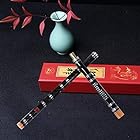 竹製フルート 笛子 竹笛 横笛尺八 木管楽器 ミュージカル 伝統的な手作り (Dキー,ブラック)