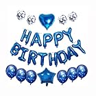 誕生日バルーン 飾り付け HAPPY BIRTHDAY 風船 セット， 誕生日パーティー 飾る 男女の子 (Happy Birthday (金属光沢), 青い)