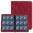 PAKESI 9-ポケットコレクション名刺ホルダー360カードコレクションPUレザー名刺ホルダーカード透明両面コレクションコレクションカードホルダー-赤
