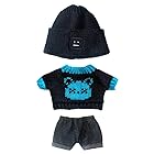 niannyyhouse　20センチ ぬいぐるみ 服　帽子　子猫のセーター　ジーンズ　綿人形の服　着せ替え (black+blue)