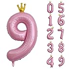 養楽堂 誕生日 数字バルーン 数字 王冠 40インチ 0-9 大きい 風船 セット バースデー パーティー デコレーション セット 飾り風船 パーティー お祝い 結婚式 記念日 お祝い 誕生日 飾り付け 子供 大人兼用 ピンク9