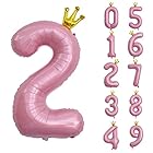 養楽堂 誕生日 数字バルーン 数字 王冠 40インチ 0-9 大きい 風船 セット バースデー パーティー デコレーション セット 飾り風船 パーティー お祝い 結婚式 記念日 お祝い 誕生日 飾り付け 子供 大人兼用 ピンク2