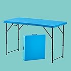 Hushijue 折りたたみテーブル アウトドアテーブル ピクニック レジャー キャンプ用 幅122cm 高さ3段階調整可能 (ブルー-122cm)