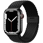 [Sunhel] コンパチブル Apple Watch バンド アップルウォッチ バンド 無段階調節 スポーツバンド ナイロン素材 高通気性 伸縮バンド 対応 Apple Watch SE Series 9 8 7 6 5 4 3 2 1(ブラッ