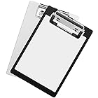 zakata クリップボード ミニサイズ 15 x 10cm 2枚セット ポケットサイズ 書類整理 バインダー メモ帳 保管 伝票バインダー 携帯便利 (黒＋透明)