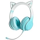 GHDVOP 猫耳ヘッドホン Bluetooth5.1 ねこみみ ヘッドフォン ワイヤレスヘッドフォン 有線無線兼用 LED付き キラキラ 虹色変換 マイク付き 日本語取扱説明書付き 折りたたみ 携帯便利 猫耳ヘッドホン 柔らかい サイズ調節可能