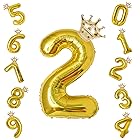 Ryohan 誕生日 数字バルーン 32インチ 数字 王冠 セット 0-9 大きい 風船 バースデー パーティー デコレーション セット 飾り風船 パーティー お祝い 結婚式 記念日 お祝い 誕生日 飾り付け 子供 大人兼用 ゴールド2