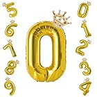 Ryohan 誕生日 数字バルーン 32インチ 数字 王冠 セット 0-9 大きい 風船 バースデー パーティー デコレーション セット 飾り風船 パーティー お祝い 結婚式 記念日 お祝い 誕生日 飾り付け 子供 大人兼用 ゴールド0