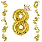 Ryohan 誕生日 数字バルーン 32インチ 数字 王冠 セット 0-9 大きい 風船 バースデー パーティー デコレーション セット 飾り風船 パーティー お祝い 結婚式 記念日 お祝い 誕生日 飾り付け 子供 大人兼用 ゴールド8