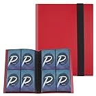PAKESI 4ポケット コレクティブルカードバインダー アルバム 標準サイズ 20ページ 160枚のカードを収納 カードプロテクターバインダー ストレージ お気に入りバインダー - レッド