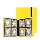 カードファイル トレカ バインダー コレクション ファイル 4ポケット 160枚収納 バンド付き スリーブ対応 横入れ 大容量 (黄)