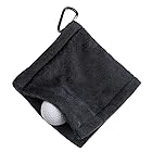 AAGWW ゴルフ掃除タオル 両面携帯 ゴルフアクセサリー クラブ拭き毛布 ゴルフクリーナー 極細繊維 マウンテンバックル付き(黒い1個)