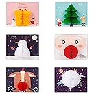 MinniLove 可愛い 立体クリスマスカード グリーティングカード 1セット6種類入り (封筒付き) (3D -1セット6入り)