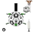 Healthman ストラップ付き犬用おもちゃボール、インタラクティブな犬用おもちゃ、水、庭、屋外用の楽しい犬用フットボール (Large)