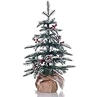 60cm クリスマスツリー,プリライトクリスマスツリー,42枝ヒント,レッドベリーと松ぼっくりのグリーンクリスマスツリー,卓上やデスク用装飾,緑人工松含むLEDストリングライト装飾
