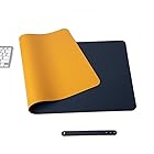 環境に優しいレザー素材のデスクパッド 無臭 滑り止め 防水 両面PUマウスパッド 勉強机 オフィスデスク用黄色