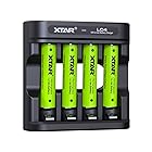 XTAR 単4形 リチウム電池 1.5v li-ion aaa 充電池 1200mWh 低自然放電率 4本単三電池とLC4充電器の組み合わせ (単4電池*4本+LC4充電器)