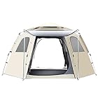 UKGlamping テント ワンタッチテント 4-6人用 簡単テント 高速オープンテントを構築することなく 軽量でテント防水 耐風性 通気性の日陰 簡単で簡単にキャンプ家族旅行シーズンに適しています(大型6角オートテント)