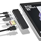 Surface Pro9 USBハブ 6-in-2拡張 マルチポート Thunerbolt4 USBC 4Kディスプレイ 40Gbpsデータ PD充電 | HDMI | USB3.0ポート | microSD TF SDカードリーダー Micro