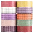 格子縞 マスキングテープ セット 10巻 創造性 カラフルな色 和紙テープ 女性のスタイル ワシテープ 包装、DIY工芸品 (チューリップ)