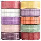 格子縞 マスキングテープ セット 10巻 創造性 カラフルな色 和紙テープ 女性のスタイル ワシテープ 包装、DIY工芸品 (チューリップ)