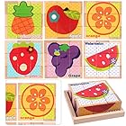 【AAGWW】キューブパズル 3D立体パズル 立体パズル玩具 六面画 9個の木の塊 遊び方多様 フルーツ柄 木製積み木 知育玩具 木製玩具 誕生日プレゼント セット 誕生日プレゼント 人気 教育（6種類の絵-パイナップル、オレンジ、リンゴ、ブドウ