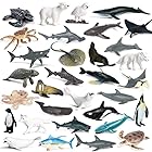 【AAGWW】子供 模擬海洋動物模型 ミニサメ サメ イルカ カニ ペンギン 北極動物 セット クリスマス お正月プレゼント ミニ海洋動物 おもちゃ（北極動物模型-32個入）