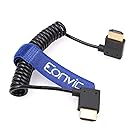 Eonvic 8K 高速 HDMI-A 2.1 HDMI オス 左アングル - HDMI オス 右アングル コイル状ケーブル Z Cam カメラ/BMPCC4K /BM5 モニター用